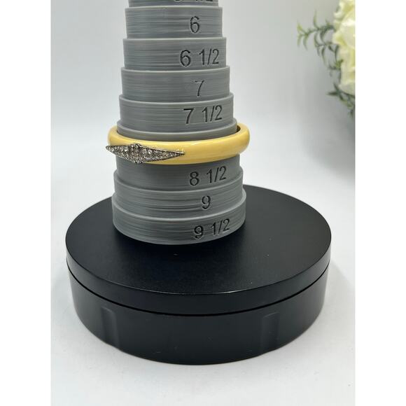 Lulu Frost For J. crew Yellow Acrylic Pave Rhinestones Crest Bangle Bracelet - Picture 9 of 9